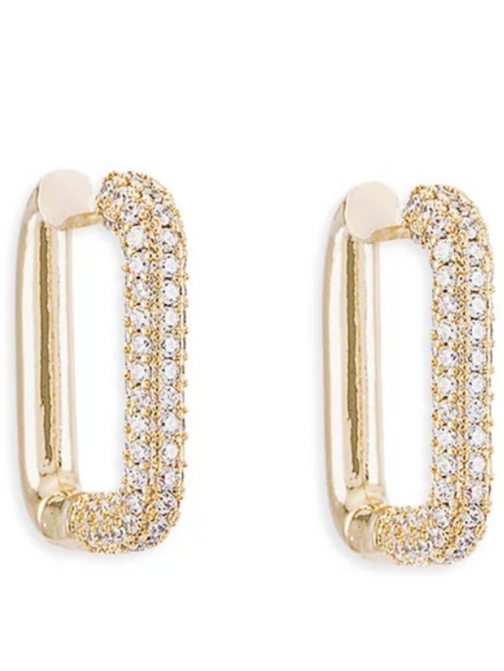 Aqua Pave Squared Oval Hoop Earrings - Exclusive